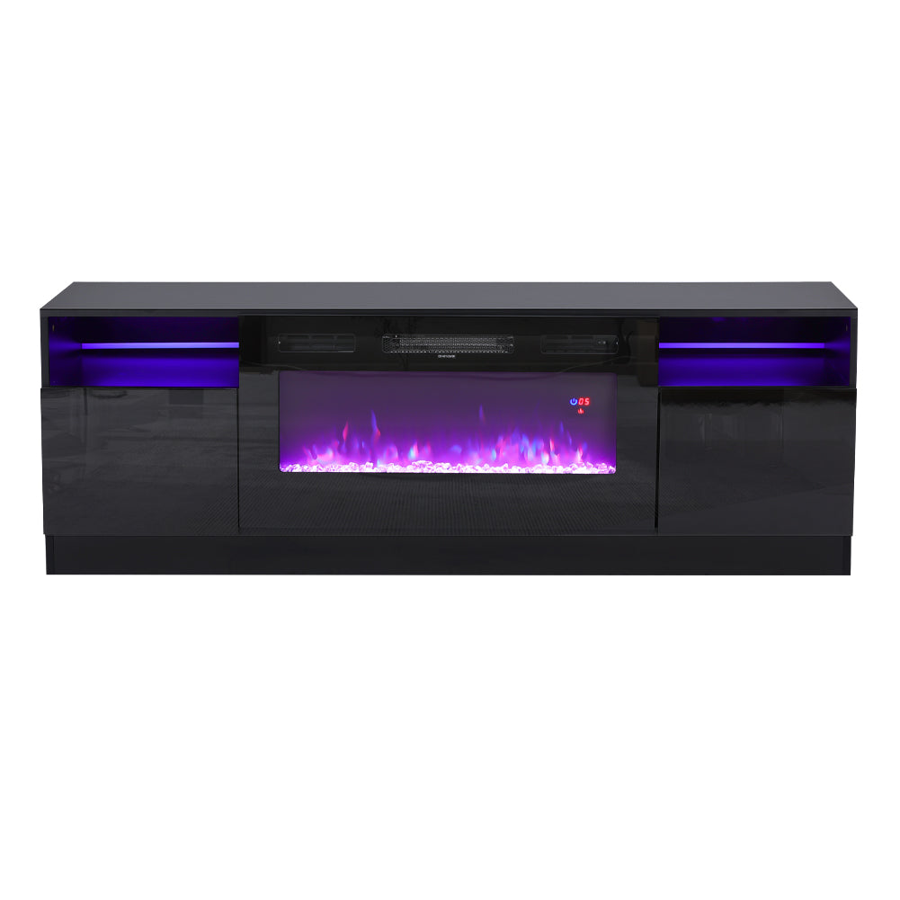 Recessed Electric Fireplace TV Stand with Closed Storage