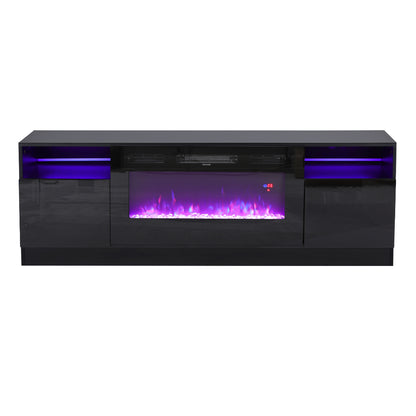 Recessed Electric Fireplace TV Stand with Closed Storage