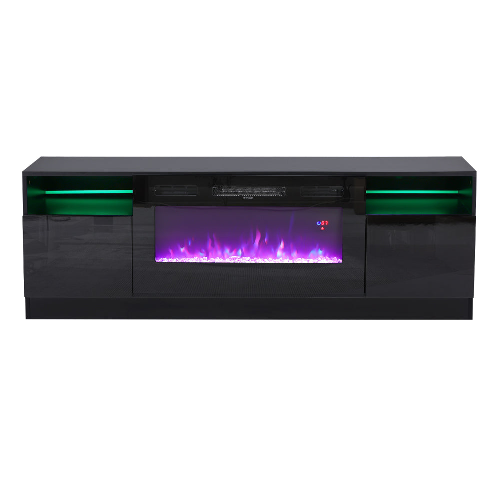 Recessed Electric Fireplace TV Stand with Closed Storage