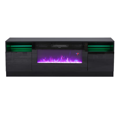 Recessed Electric Fireplace TV Stand with Closed Storage