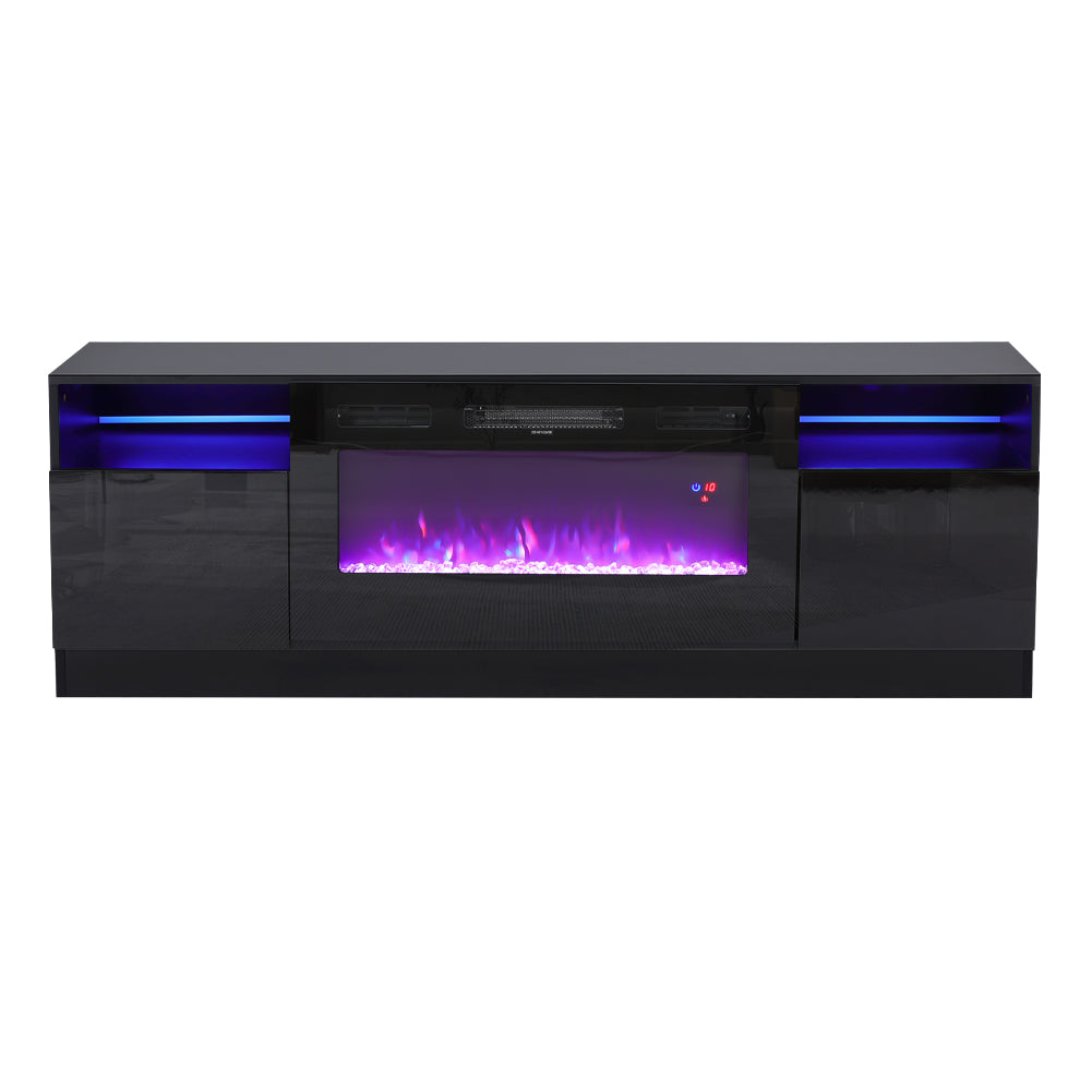 Recessed Electric Fireplace TV Stand with Closed Storage