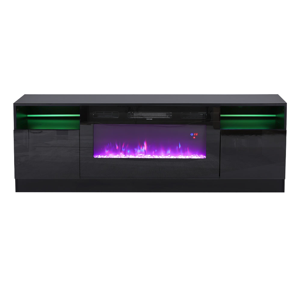 Recessed Electric Fireplace TV Stand with Closed Storage