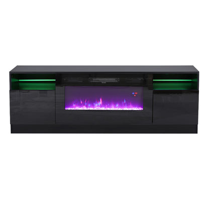 Recessed Electric Fireplace TV Stand with Closed Storage