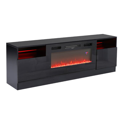 Recessed Electric Fireplace TV Stand with Closed Storage