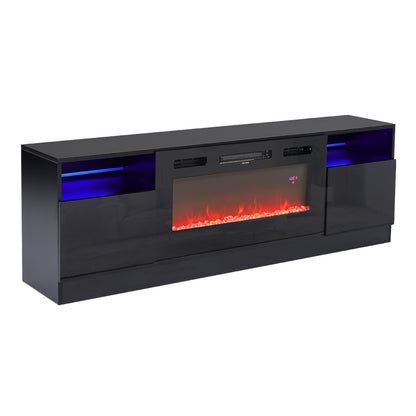 Recessed Electric Fireplace TV Stand with Closed Storage