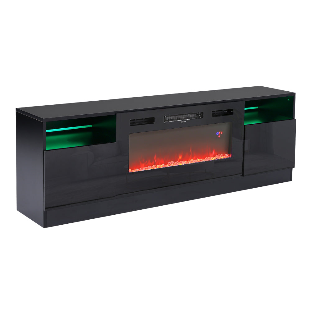 Recessed Electric Fireplace TV Stand with Closed Storage