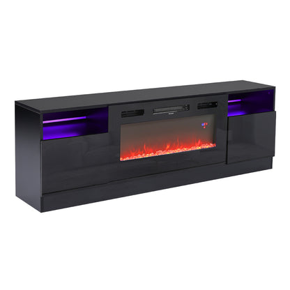 Recessed Electric Fireplace TV Stand with Closed Storage
