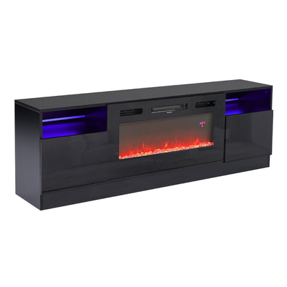Recessed Electric Fireplace TV Stand with Closed Storage
