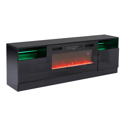 Recessed Electric Fireplace TV Stand with Closed Storage