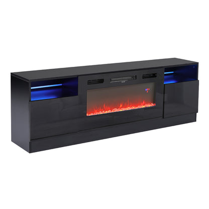 Recessed Electric Fireplace TV Stand with Closed Storage