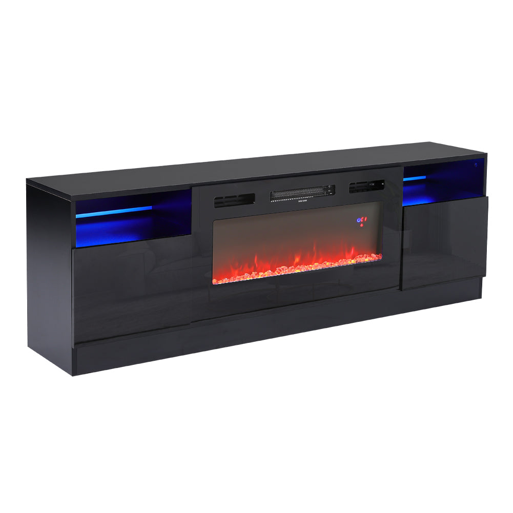 Recessed Electric Fireplace TV Stand with Closed Storage