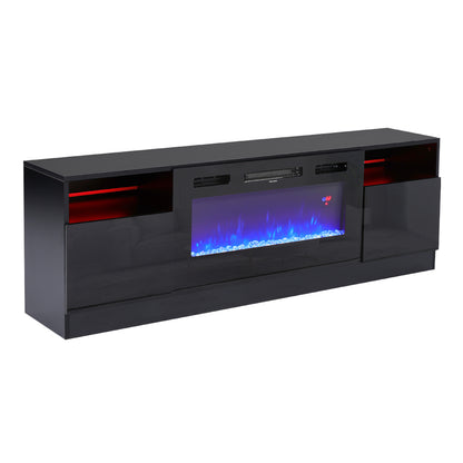 Recessed Electric Fireplace TV Stand with Closed Storage