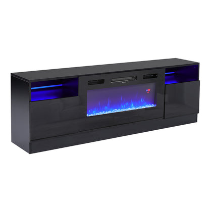 Recessed Electric Fireplace TV Stand with Closed Storage