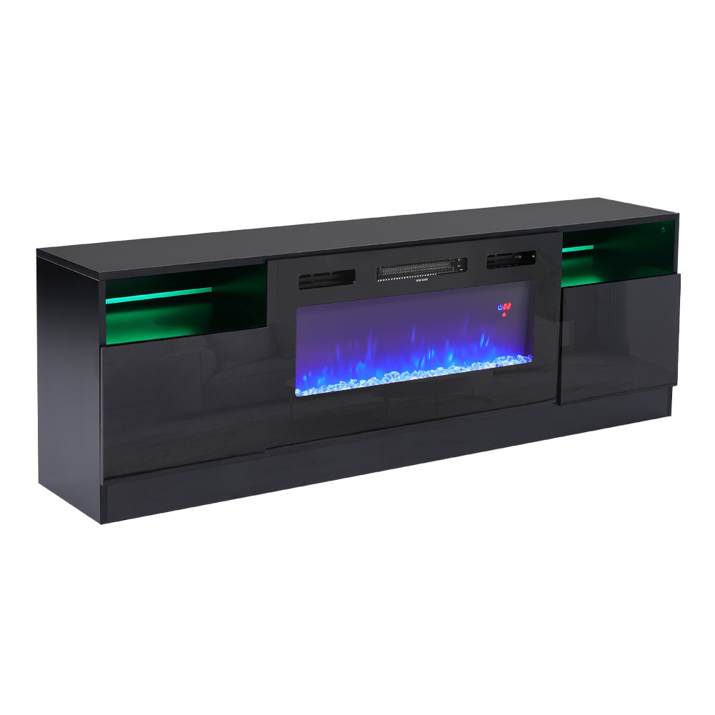 Recessed Electric Fireplace TV Stand with Closed Storage
