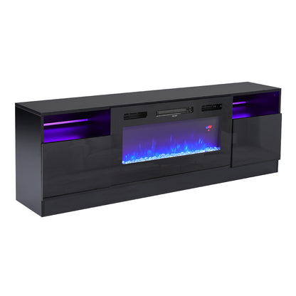 Recessed Electric Fireplace TV Stand with Closed Storage