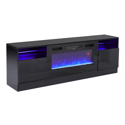 Recessed Electric Fireplace TV Stand with Closed Storage