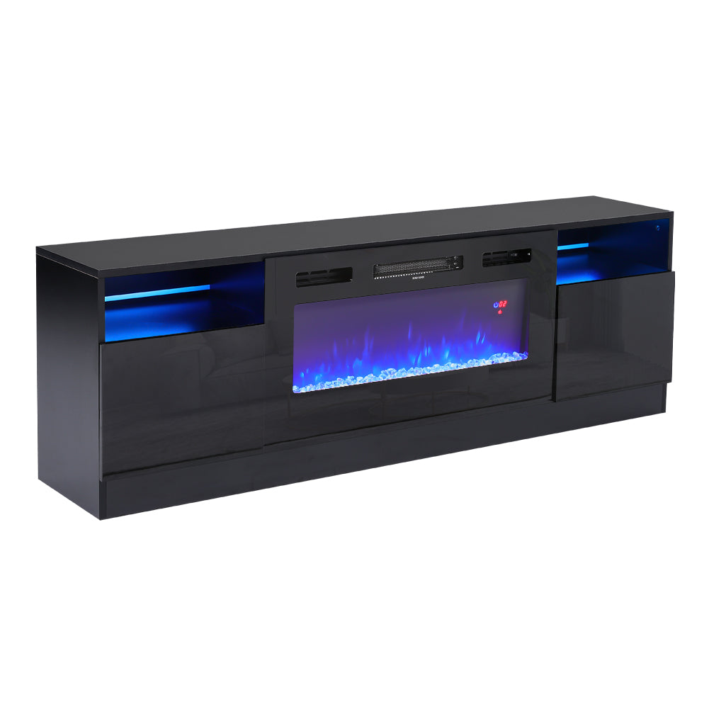 Recessed Electric Fireplace TV Stand with Closed Storage