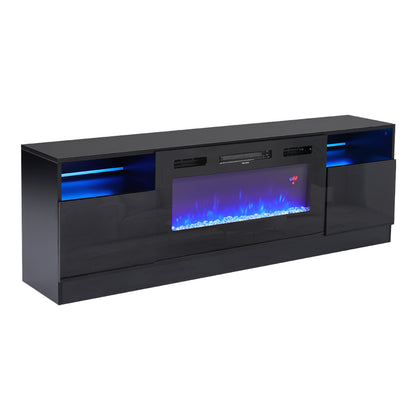 Recessed Electric Fireplace TV Stand with Closed Storage