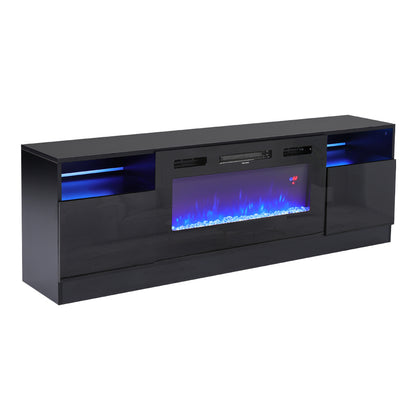 Recessed Electric Fireplace TV Stand with Closed Storage