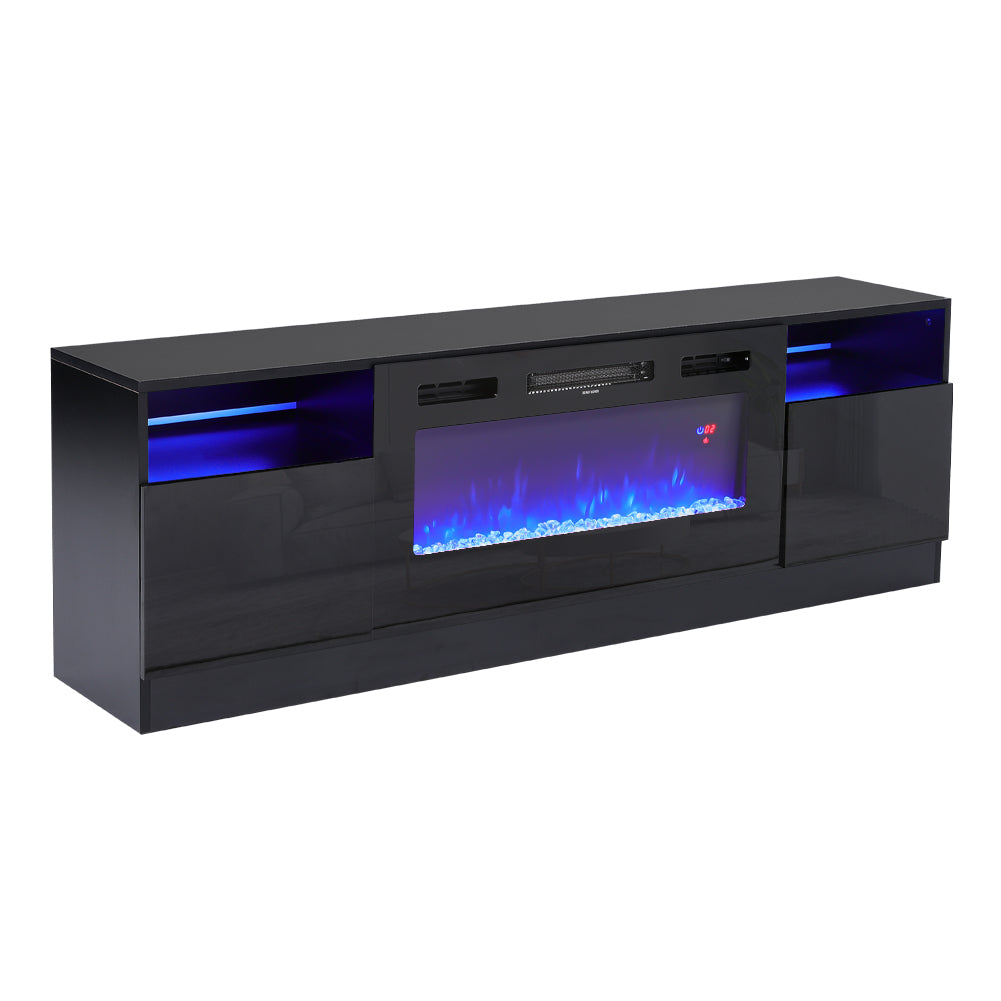 Recessed Electric Fireplace TV Stand with Closed Storage