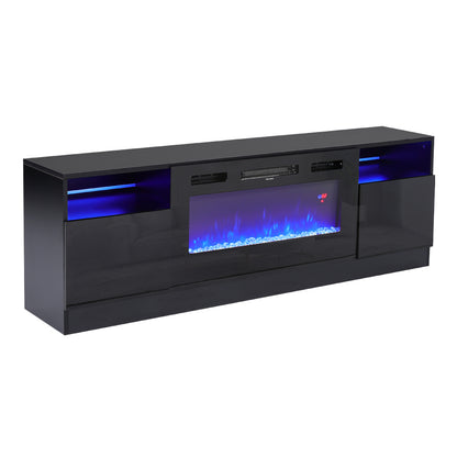 Recessed Electric Fireplace TV Stand with Closed Storage