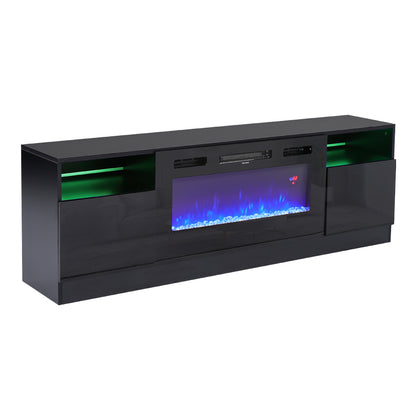 Recessed Electric Fireplace TV Stand with Closed Storage