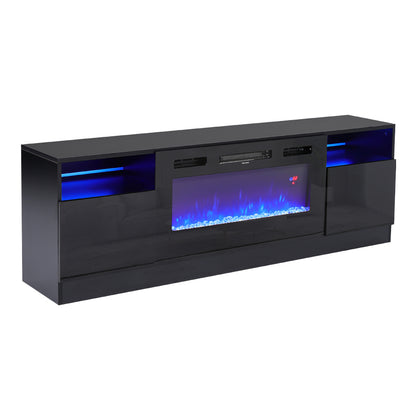 Recessed Electric Fireplace TV Stand with Closed Storage