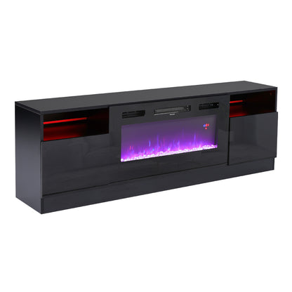 Recessed Electric Fireplace TV Stand with Closed Storage
