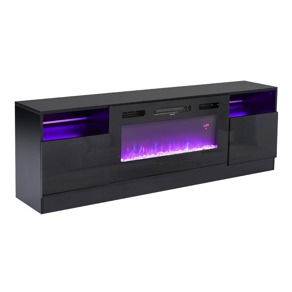 Recessed Electric Fireplace TV Stand with Closed Storage