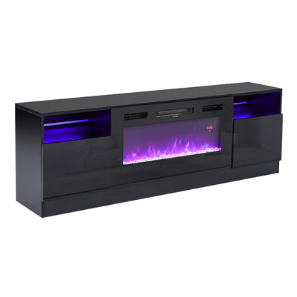 Recessed Electric Fireplace TV Stand with Closed Storage