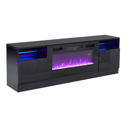 Recessed Electric Fireplace TV Stand with Closed Storage