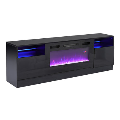 Recessed Electric Fireplace TV Stand with Closed Storage