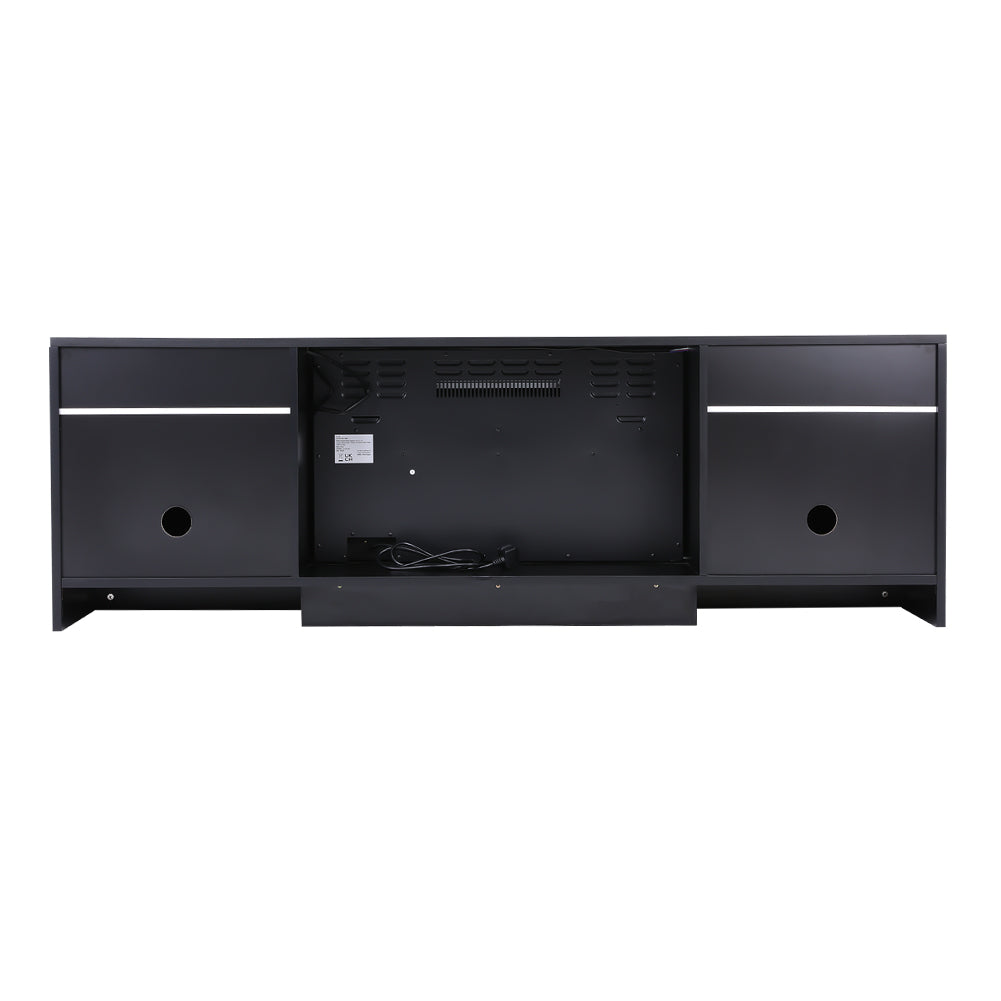 Recessed Electric Fireplace TV Stand with Closed Storage