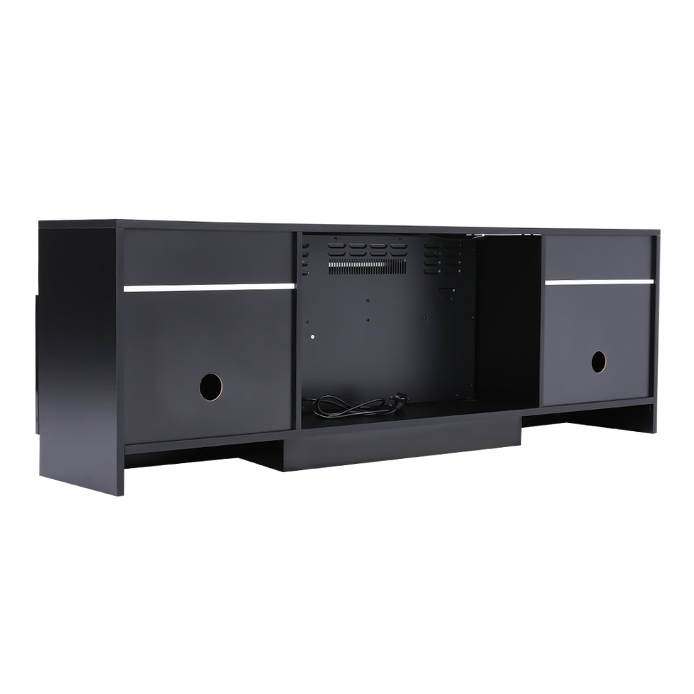 Recessed Electric Fireplace TV Stand with Closed Storage
