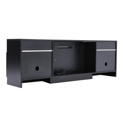 Recessed Electric Fireplace TV Stand with Closed Storage