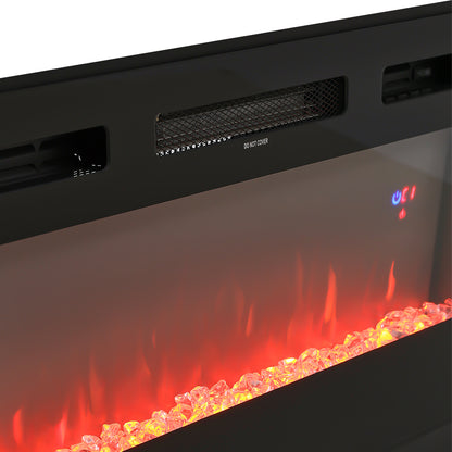 Recessed Electric Fireplace TV Stand with Closed Storage
