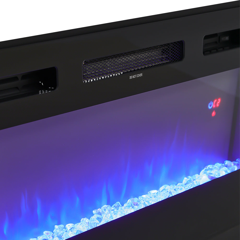 Recessed Electric Fireplace TV Stand with Closed Storage