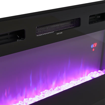 Recessed Electric Fireplace TV Stand with Closed Storage