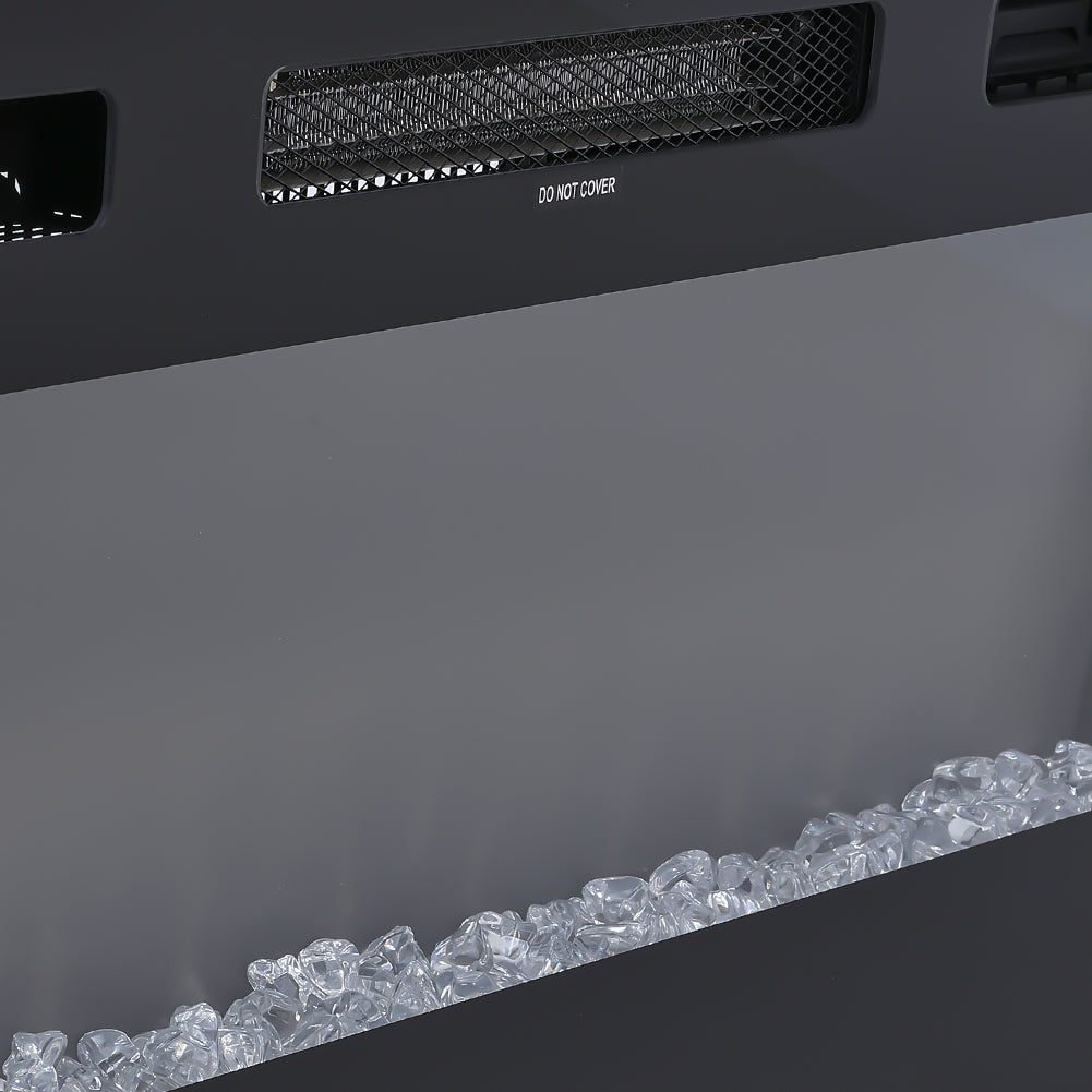 Recessed Electric Fireplace TV Stand with Closed Storage
