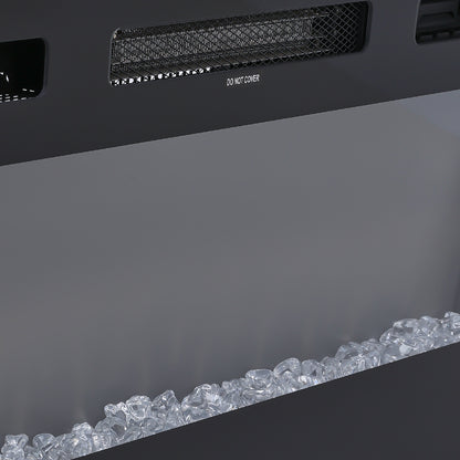 Recessed Electric Fireplace TV Stand with Closed Storage