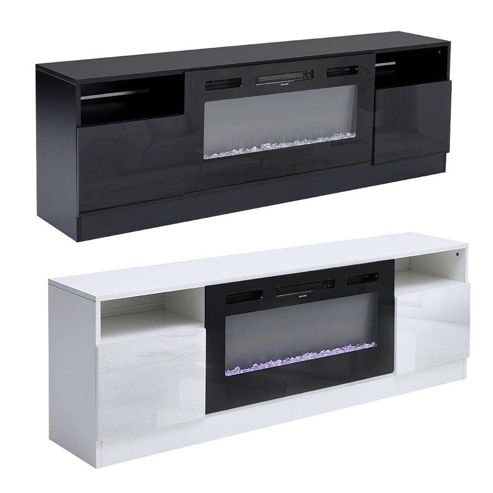 Recessed Electric Fireplace TV Stand with Closed Storage