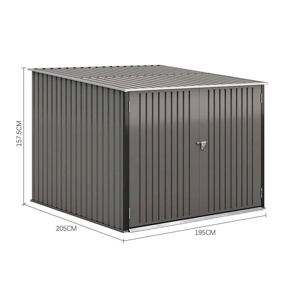 195CM Wide Steel Shed 4 Bicycles