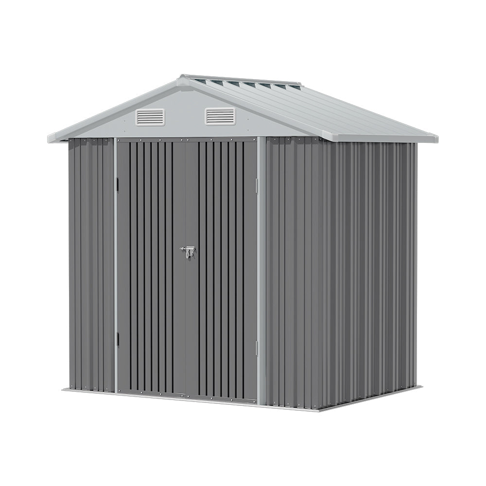 Metal Garden Storage Shed with Apex Roof & Lockable Double Doors