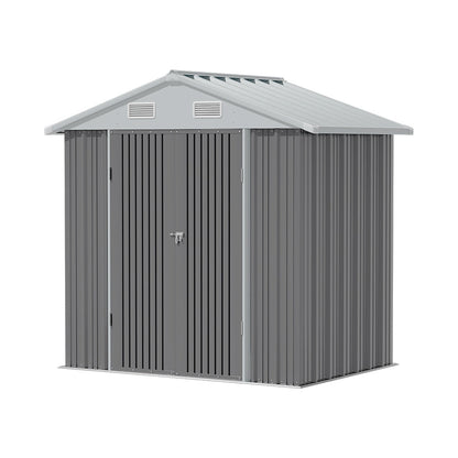Metal Garden Storage Shed with Apex Roof & Lockable Double Doors