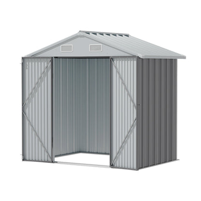 Metal Garden Storage Shed with Apex Roof & Lockable Double Doors