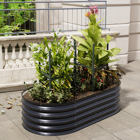 42CM Height Anthracite Galvanized Steel Oval  Raised Garden Bed