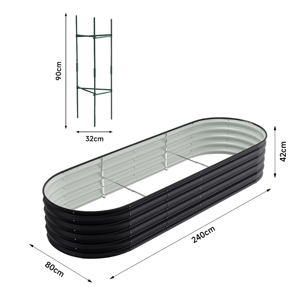 42CM Height Anthracite Galvanized Steel Oval  Raised Garden Bed