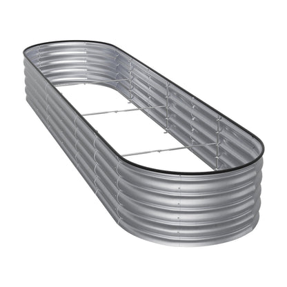 42CM Height Silver Galvanized Steel Oval Raised Garden Bed