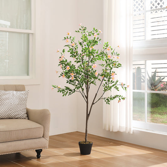 Artificial Frangipani Blossom Tree in Pot for Decoration