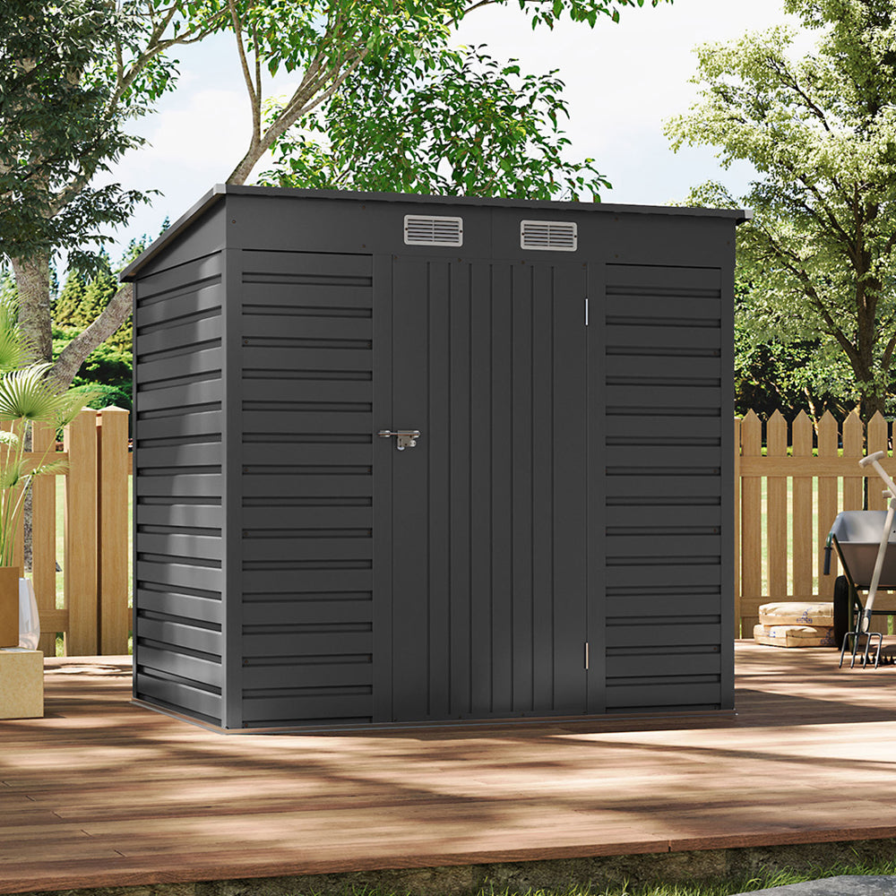 6 x 4 ft Metal Garden Storage Shed with Pent Roof & Lockable Door